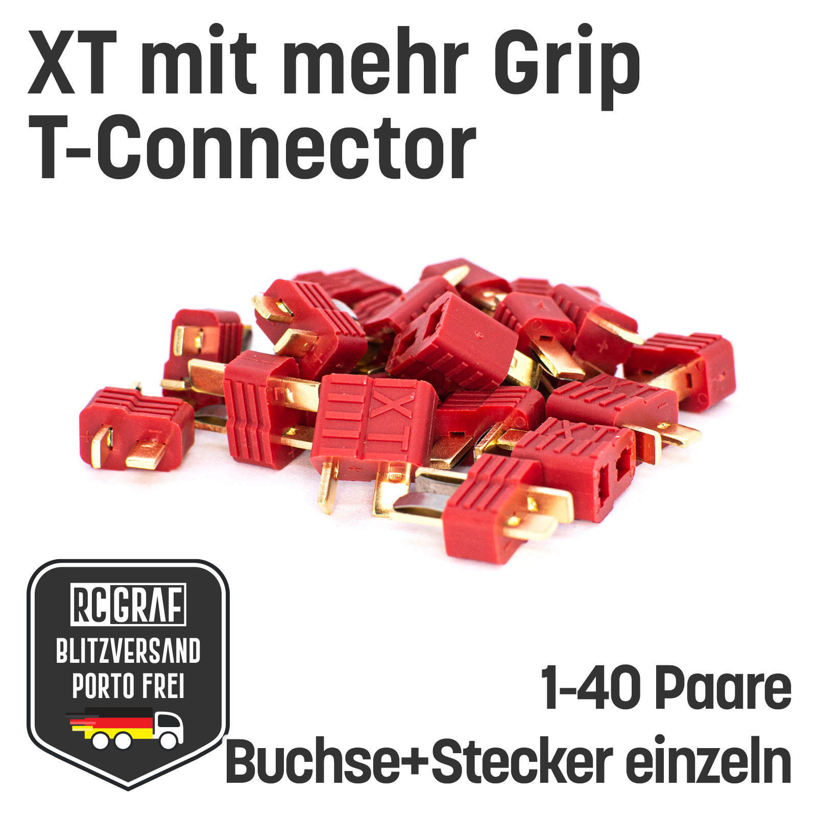 XT T-DEAN Hochstrom T-Connector T-Plug T-Stecker Goldstecker FPV Plug Lipo Akku