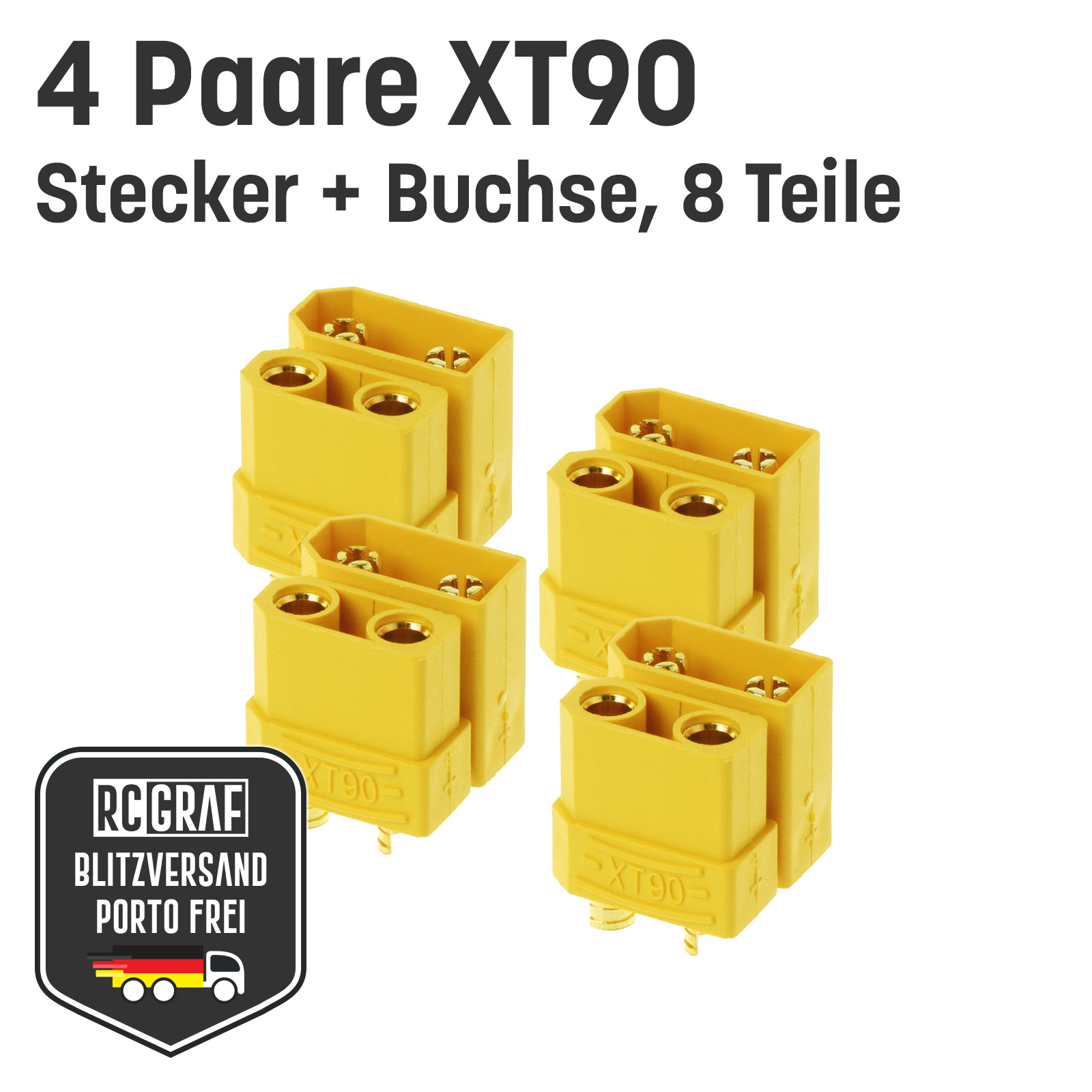 4 Paare XT90 Hochstrom Goldstecker Stecker Buchse Lipo Akku ESC 90A RC Modellbau