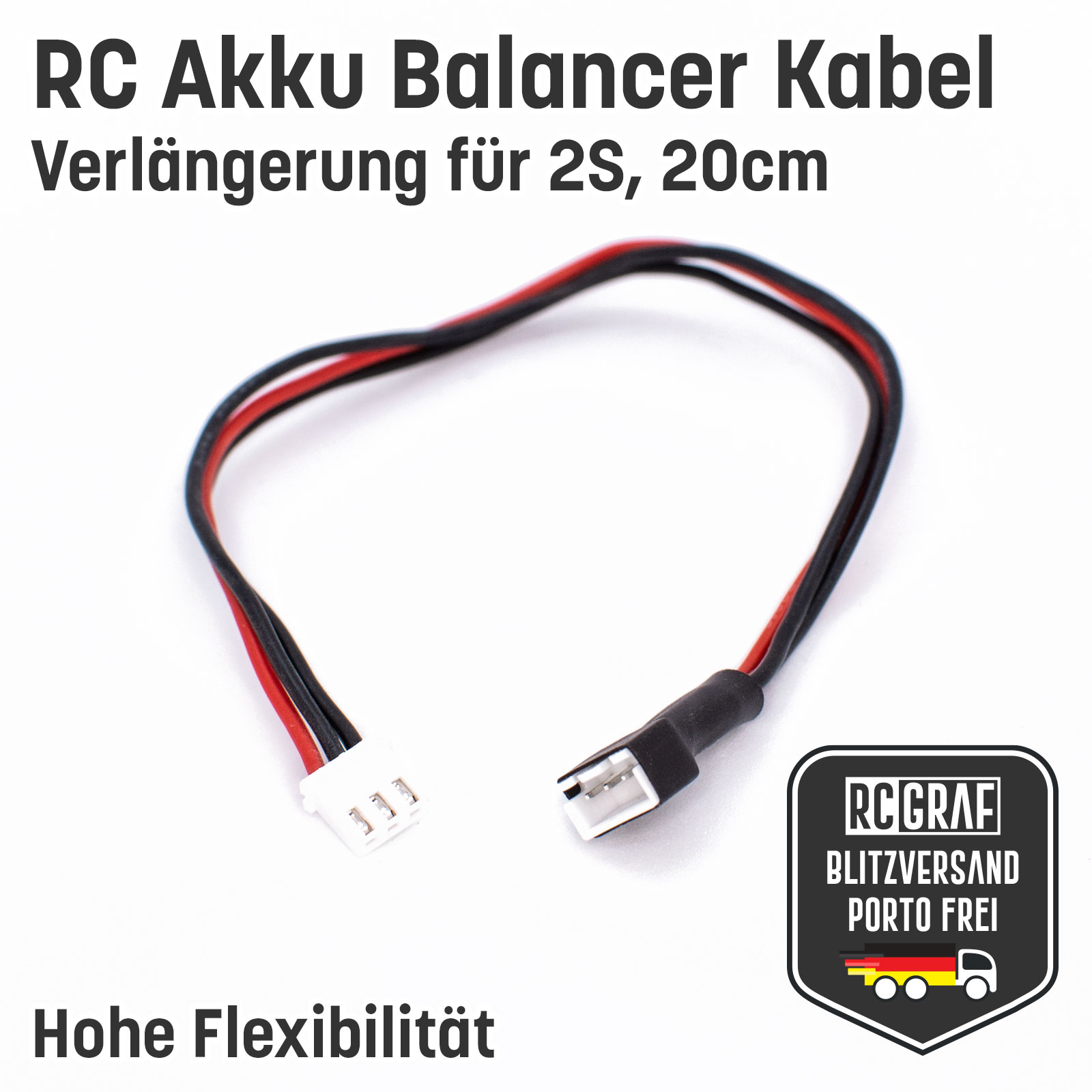 Balancer Kabel 2S JST XH Lipo RC Akku 20cm Verlängerung Stecker Buchse