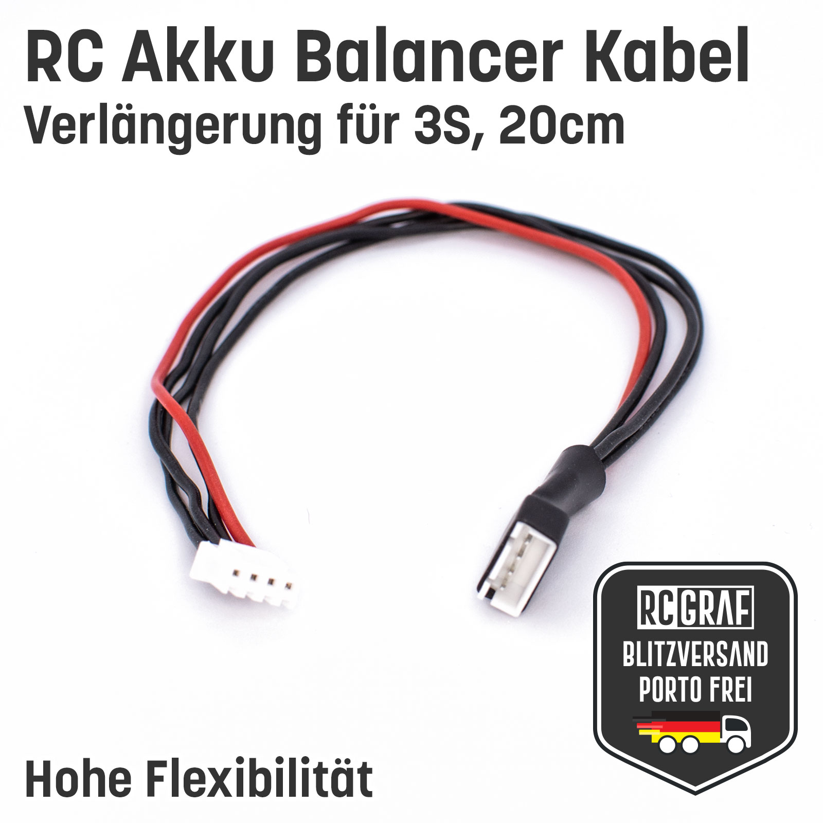 Balancer Kabel 3S JST XH Lipo RC Akku 20cm Verlängerung Stecker Buchse