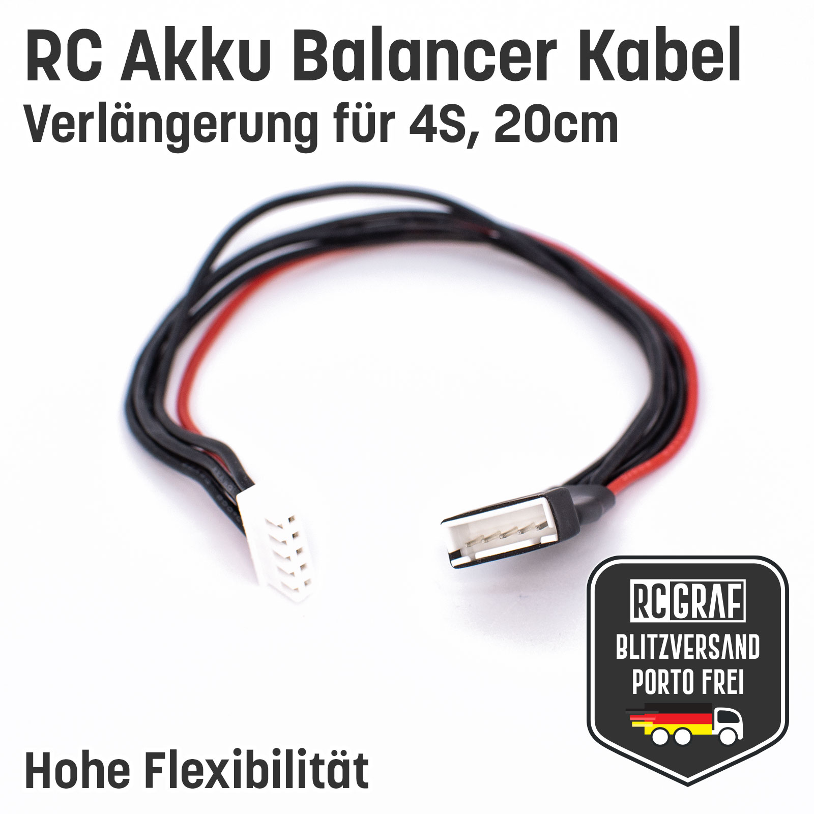 Balancer Kabel 4S JST XH Lipo RC Akku 20cm Verlängerung Stecker Buchse