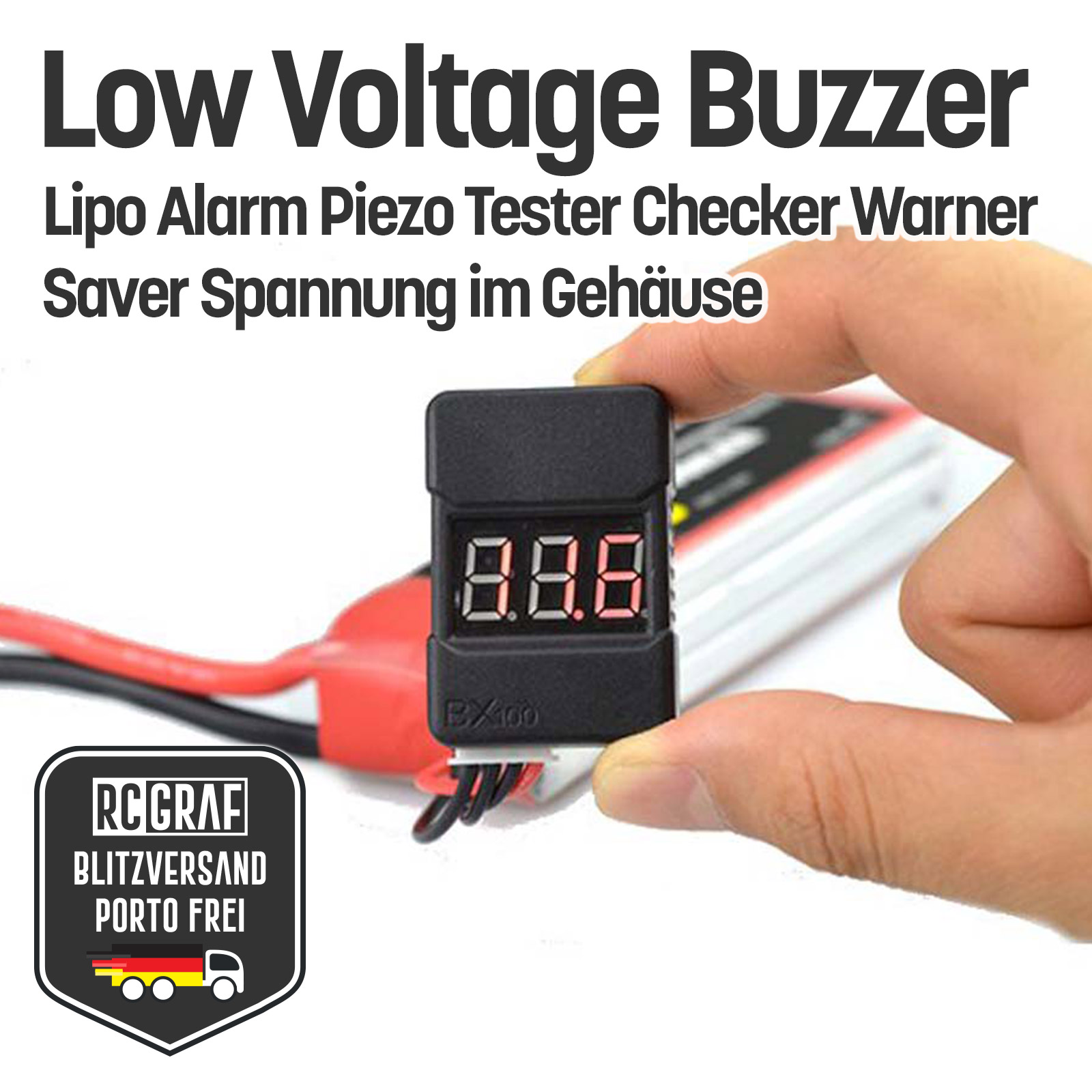 Low Voltage Buzzer Lipo Alarm Piezo Tester Checker Warner Saver Spannung Gehäuse 2