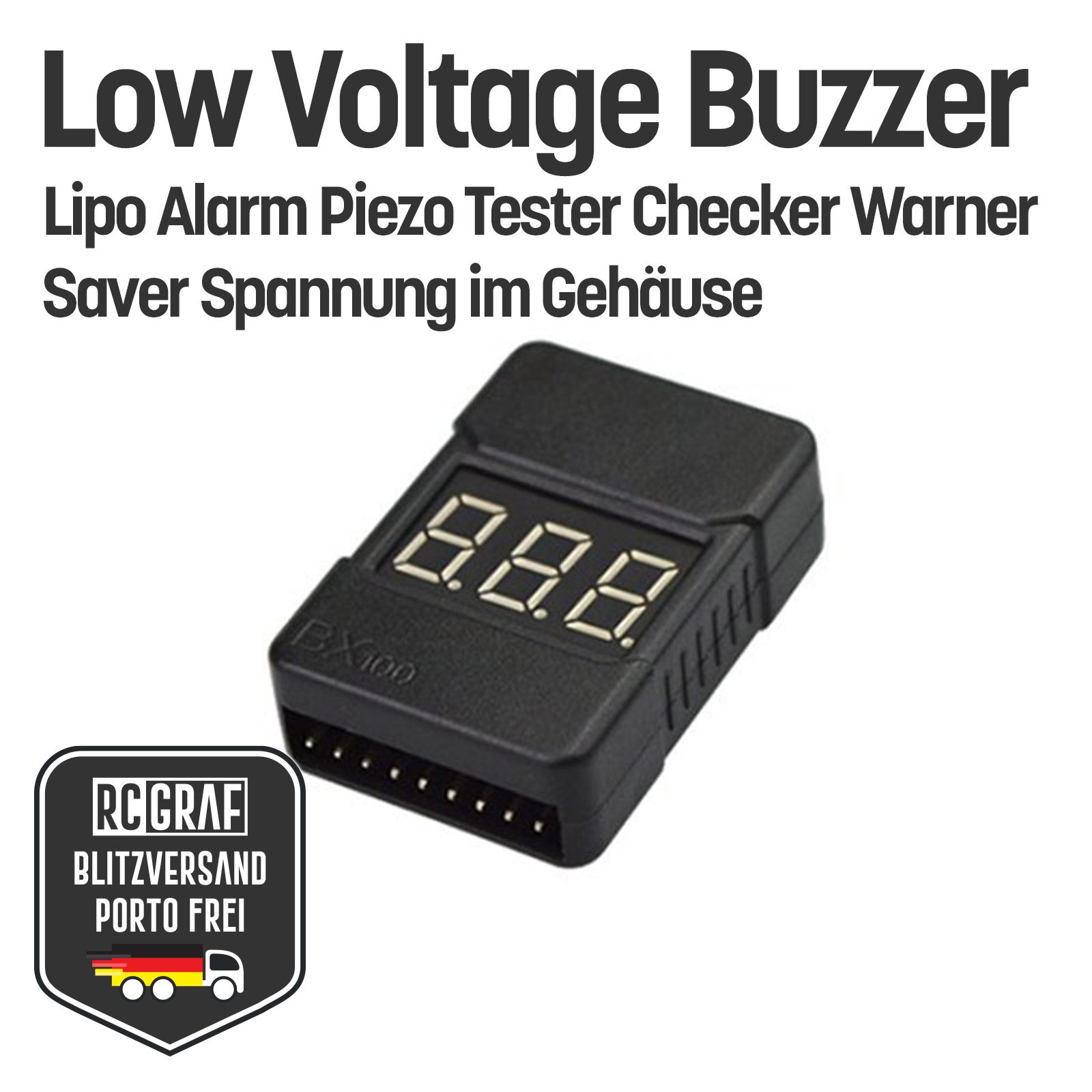 Low Voltage Buzzer Lipo Alarm Piezo Tester Checker Warner Saver Spannung Gehäuse 4