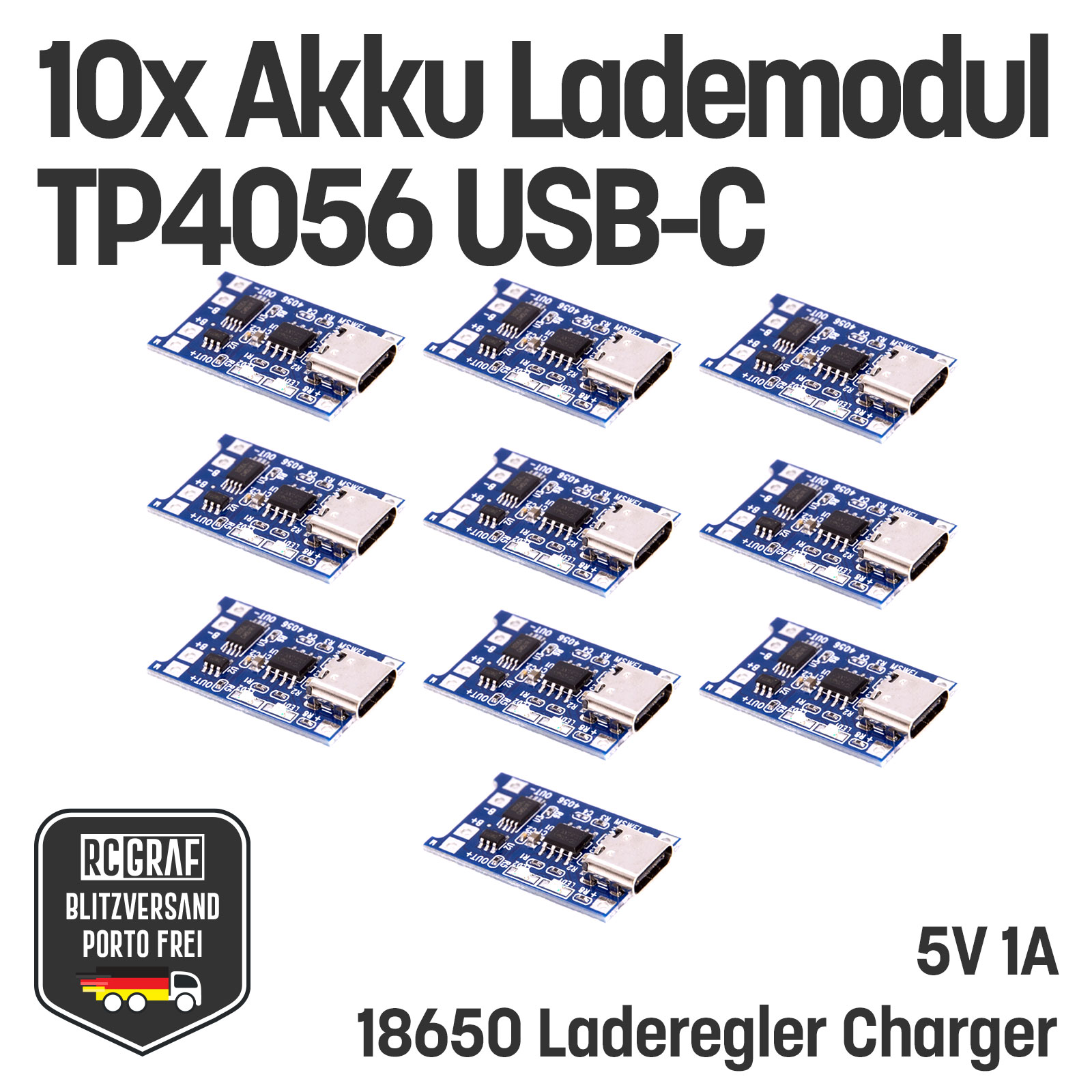 Akku Lademodul 5V 1A TP4056 Micro USB 18650 Laderegler Charger LiPo Board