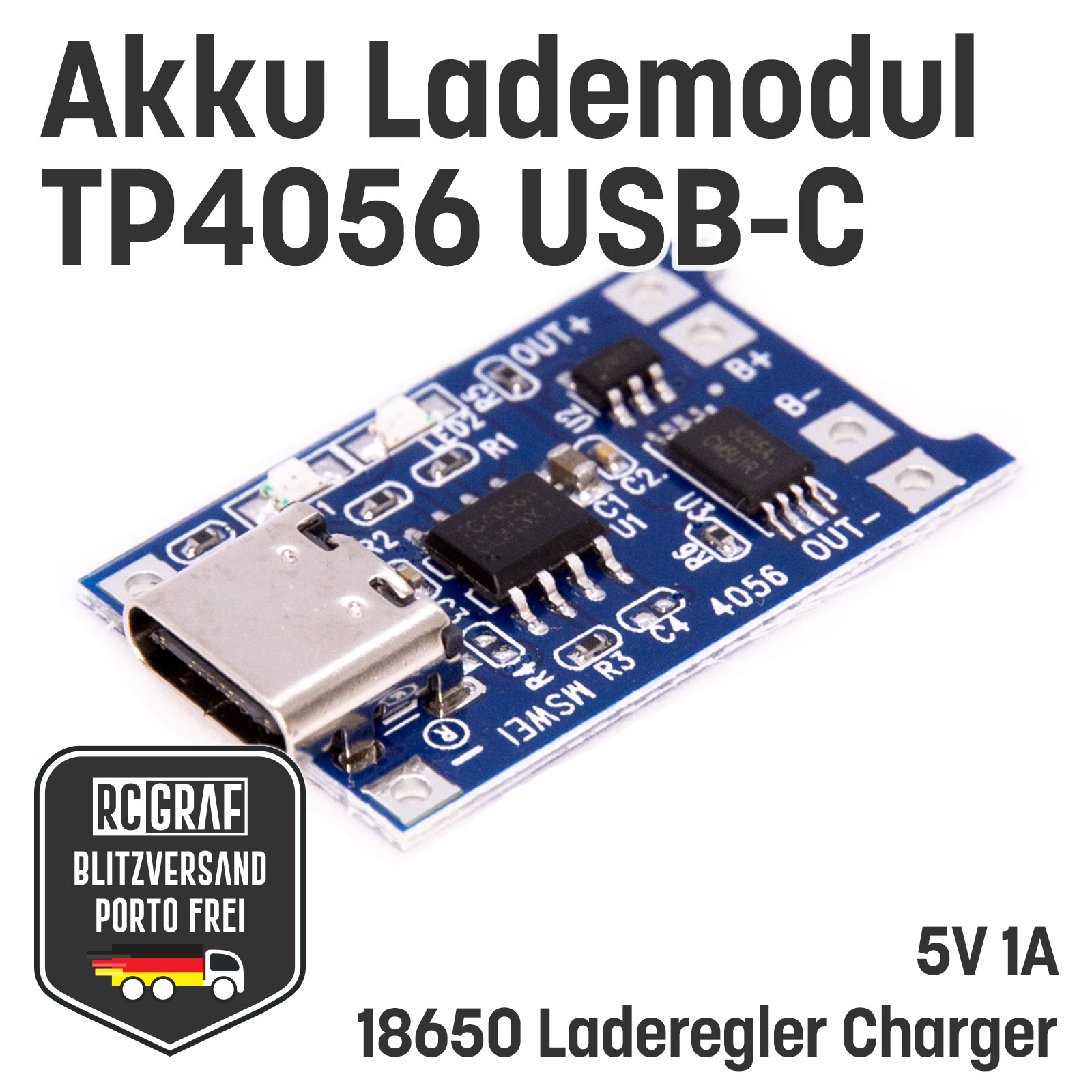 Akku Lademodul 5V 1A TP4056 Micro USB 18650 Laderegler Charger LiPo Board 2