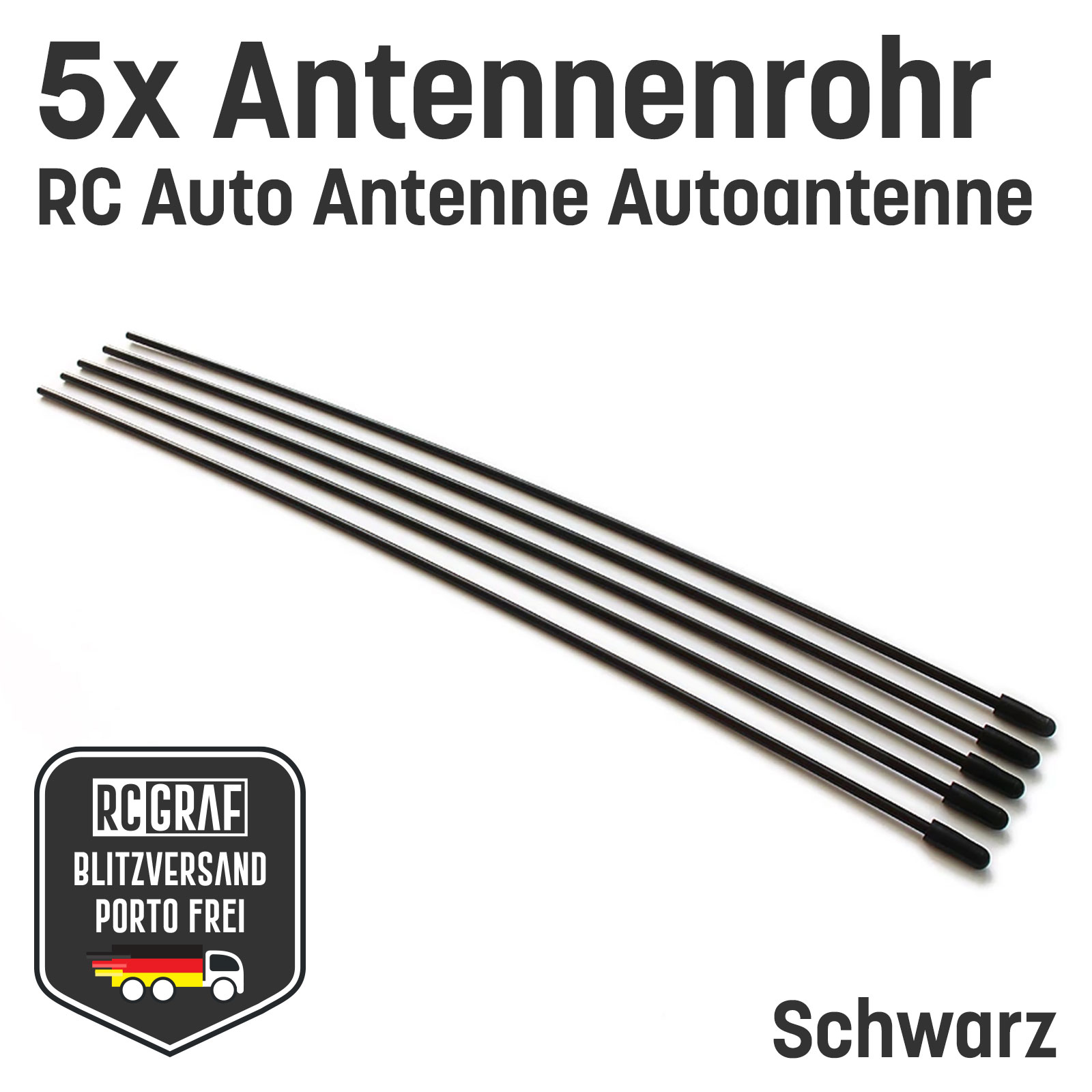 5x RC Antennenrohr Schwarz