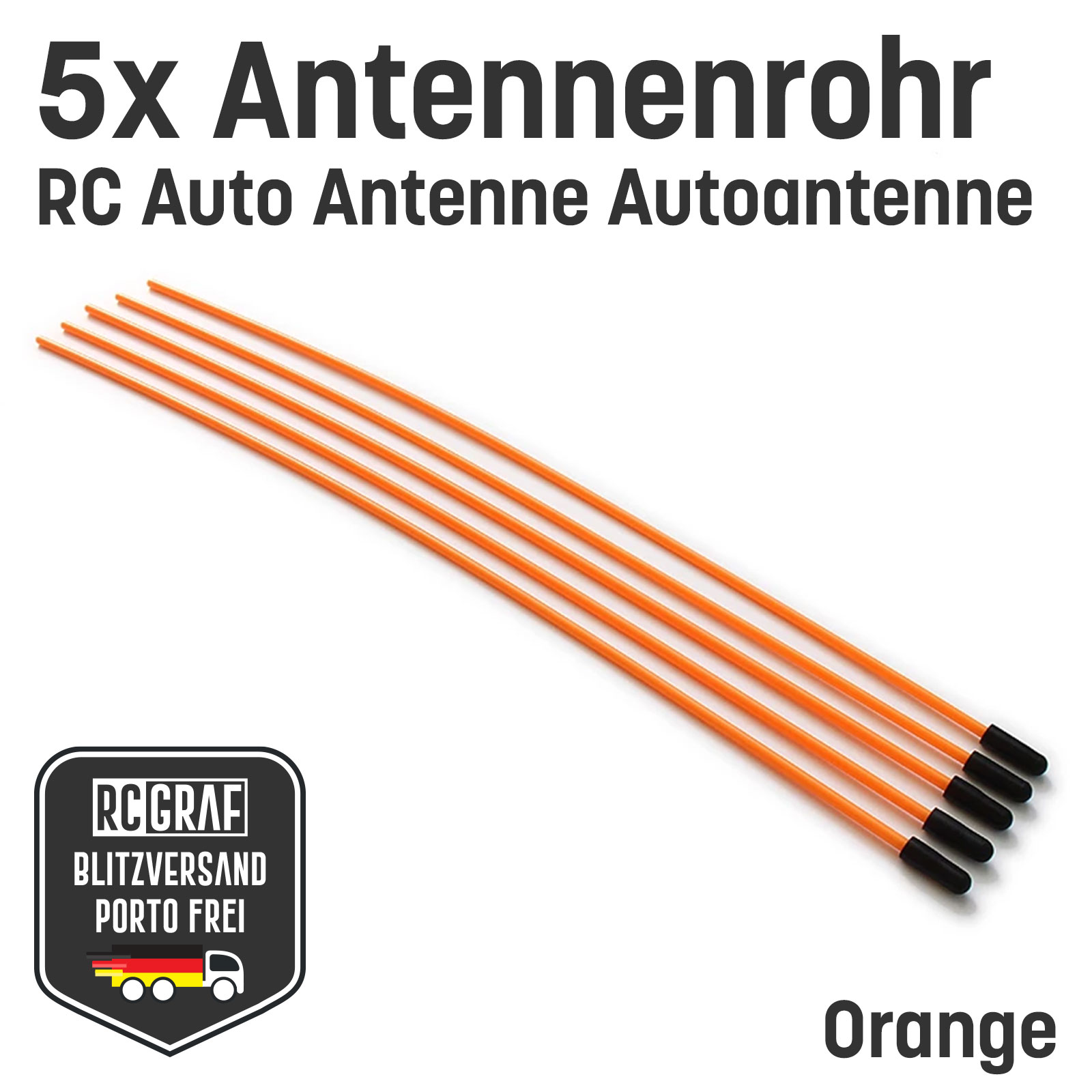 5x RC Antennenrohr Orange