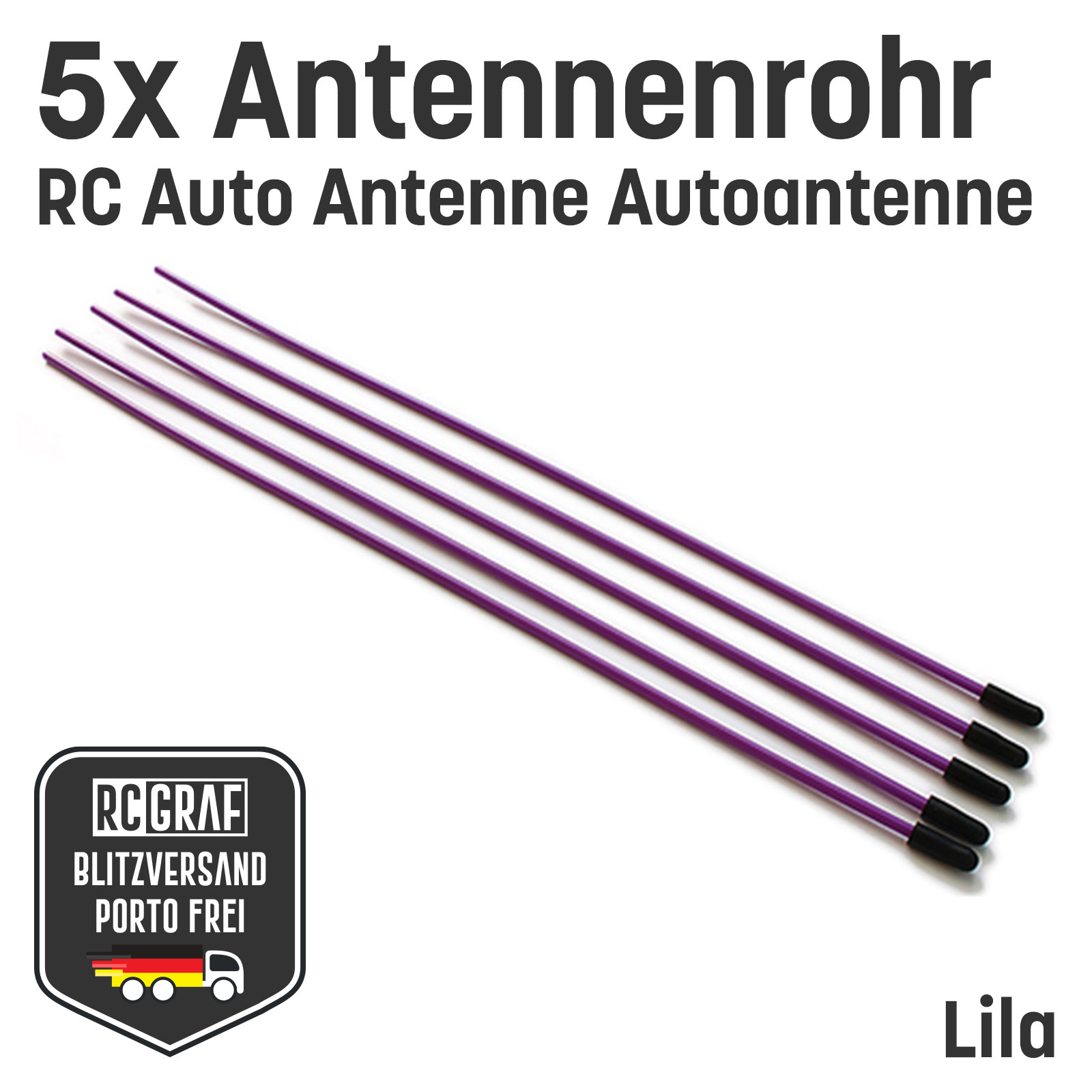 5x RC Antennenrohr Lila