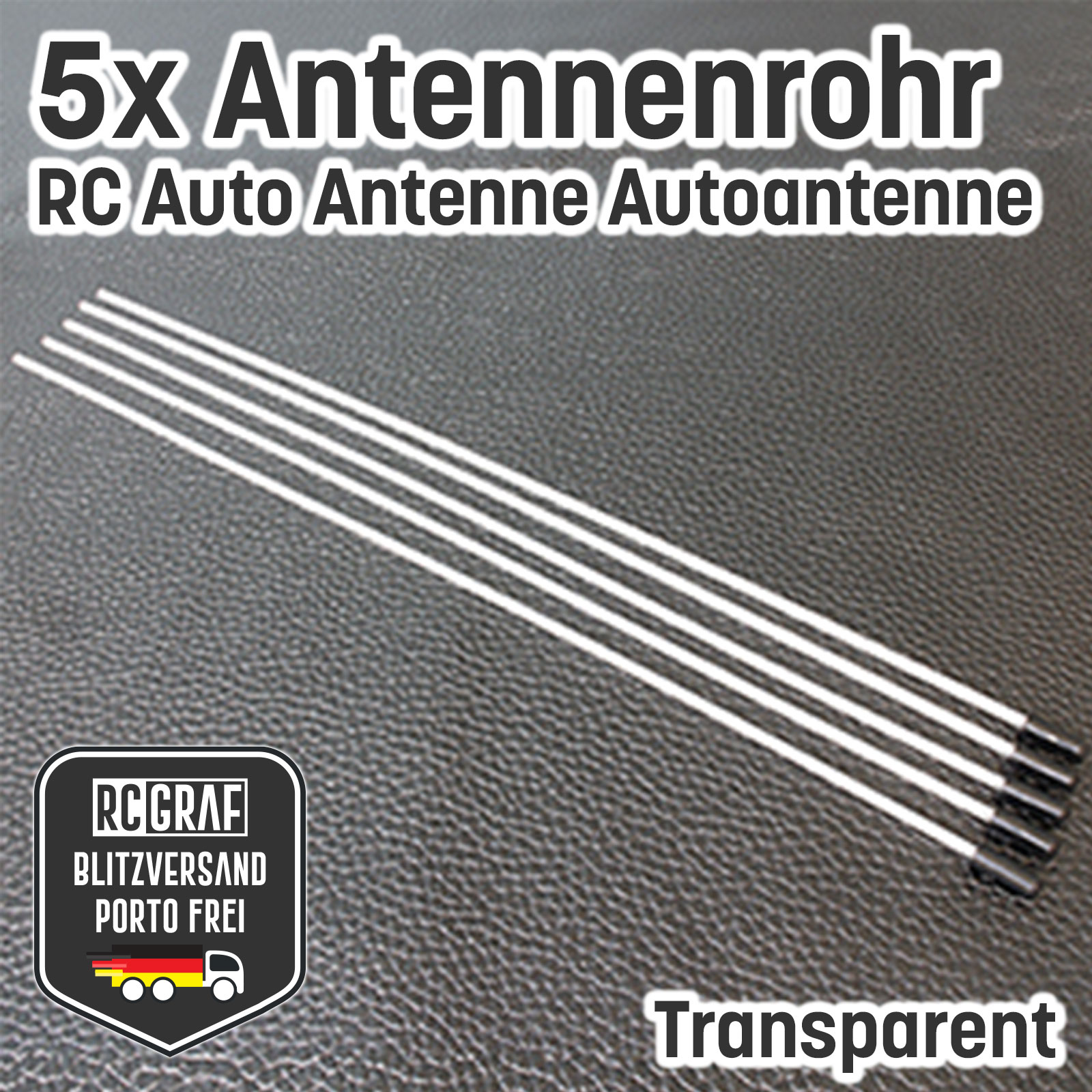 5x RC Antennenrohr Transparent